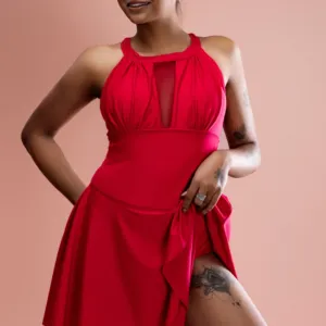 Gali's Lingerie Halter Swimsuit - Sheer Bust & Flowy Skirt