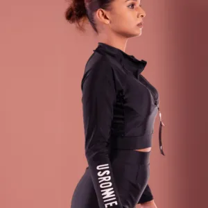 Gali's Modern Zip-Up Crop Top & High-Waist Shorts Swimwear Set