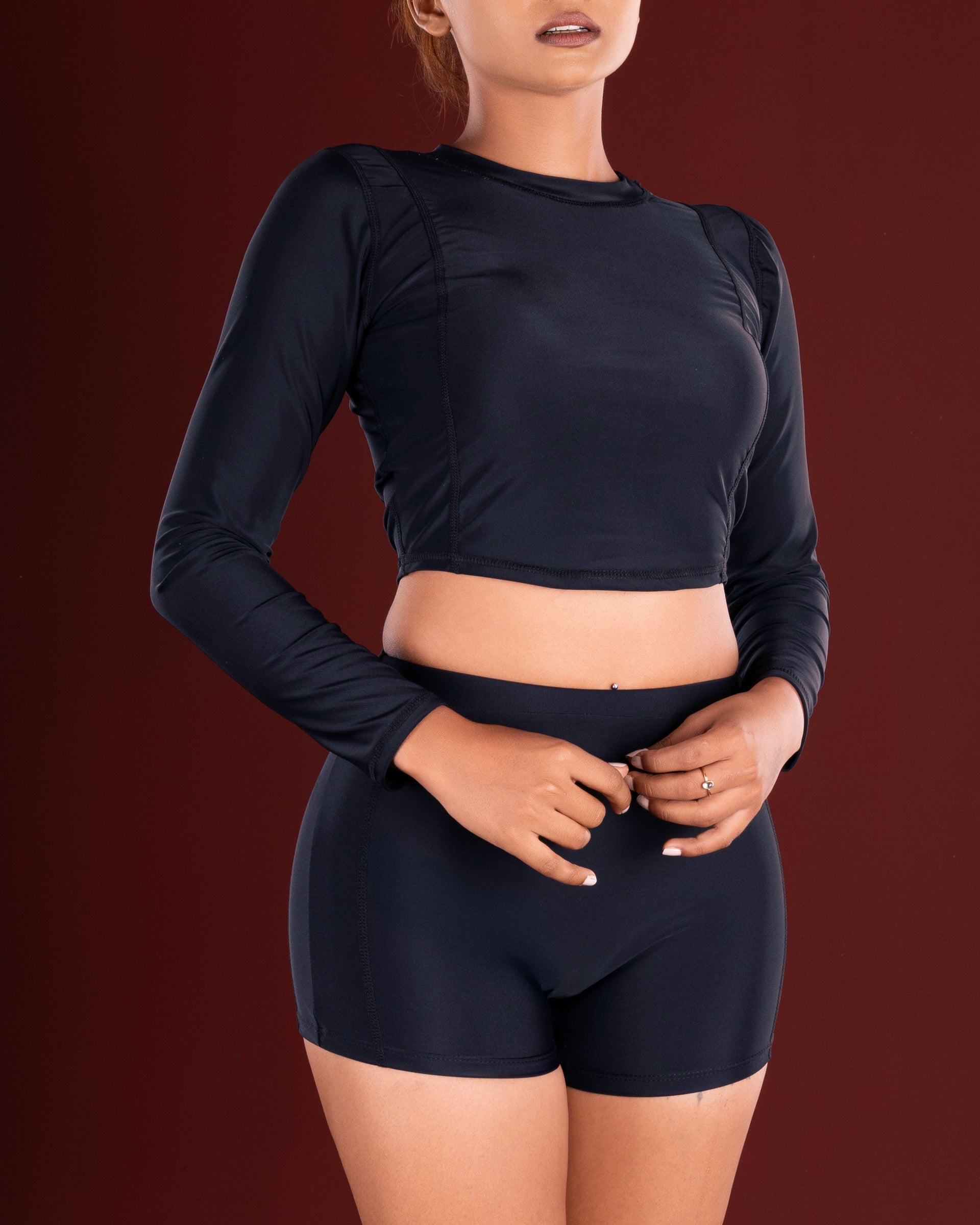 Midnight Flow Long Sleeve High-Waist Swimsuit - Gali's Lingerie - Image 2