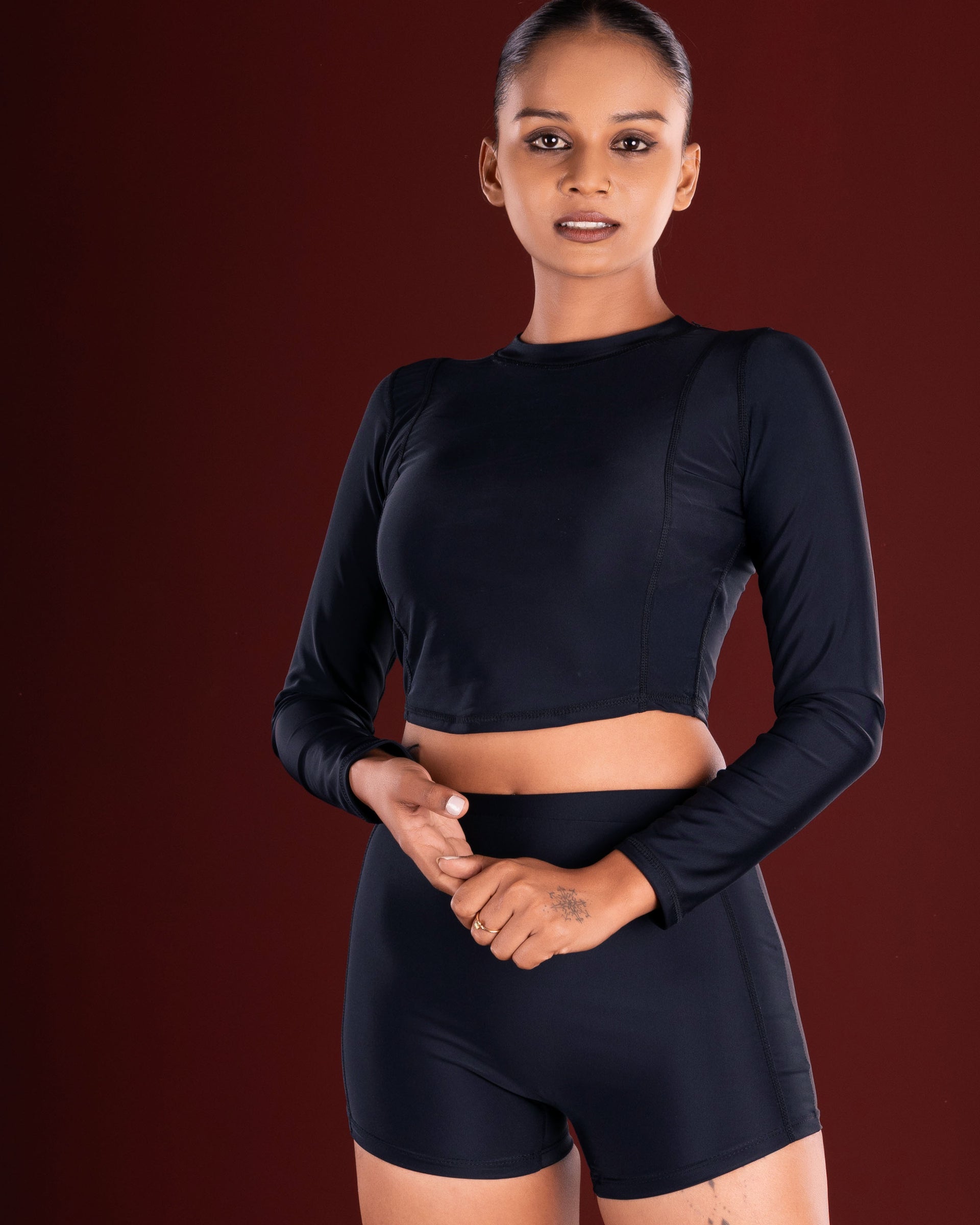 Midnight Flow Long Sleeve High-Waist Swimsuit - Gali's Lingerie - Image 4