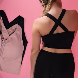 Gali's Cross Back Sports Bra - Front Zip Activewear