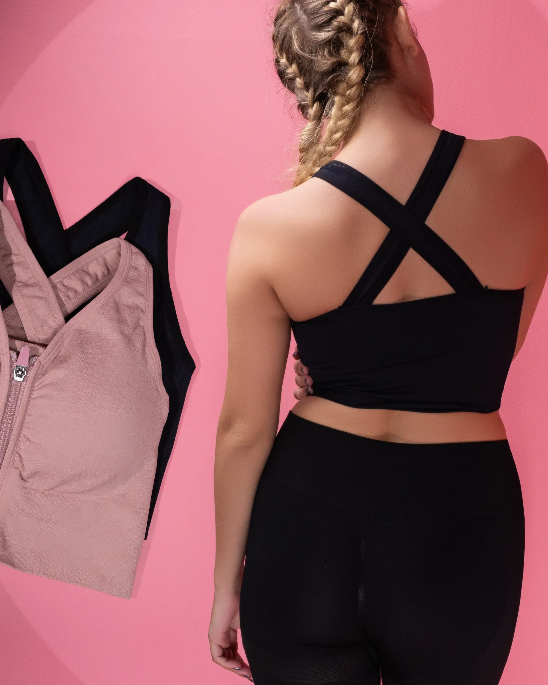 Gali's Cross Back Sports Bra - Front Zip Activewear
