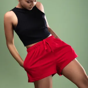 Melon Red Casual Cotton Shorts for Women - Gali's Lingerie