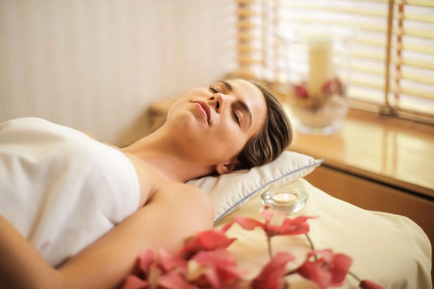 Calm self-care moment with natural wellness products